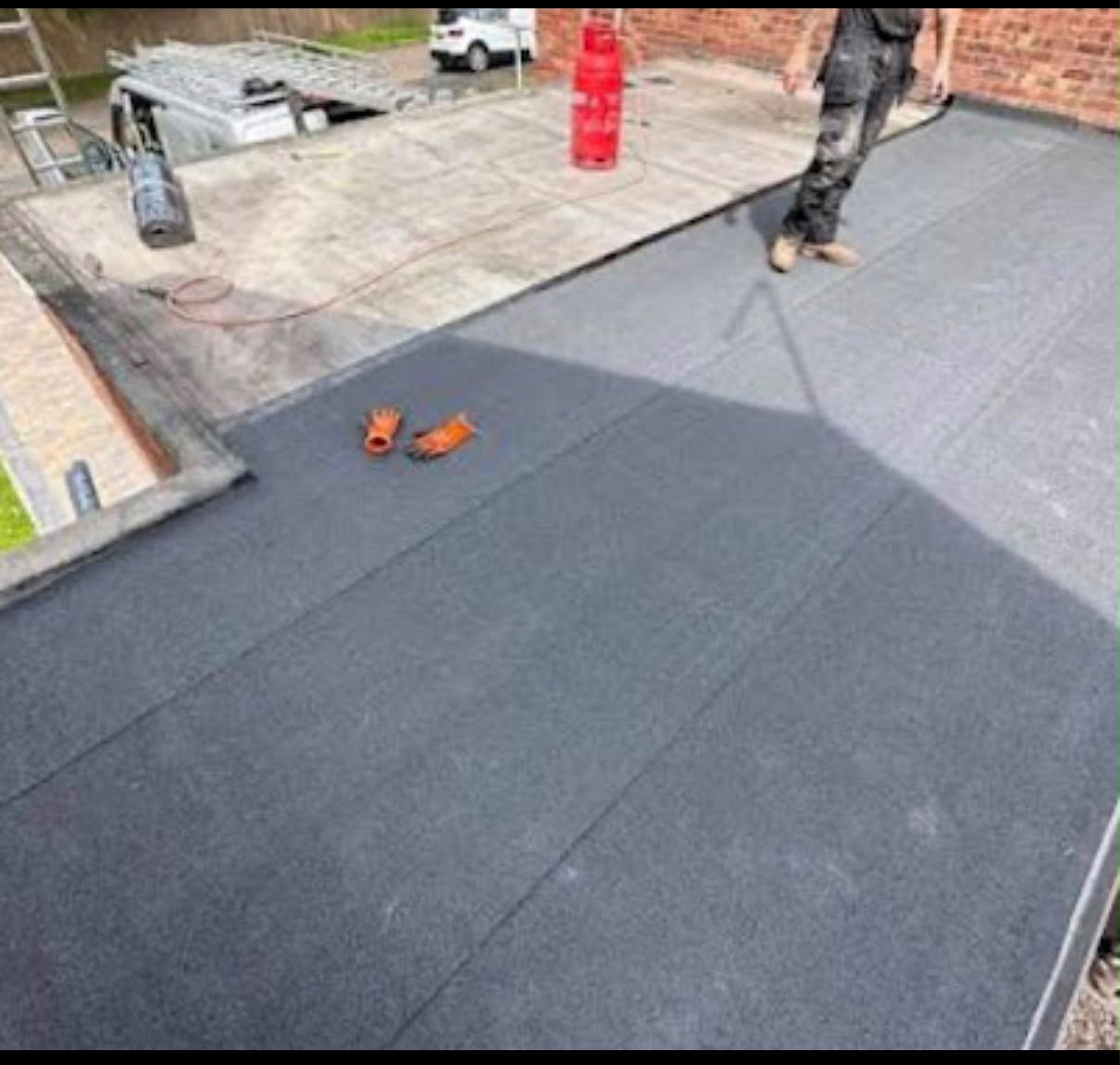 Large GRP fibreglass flat roof re-roof project near Colchester, Essex